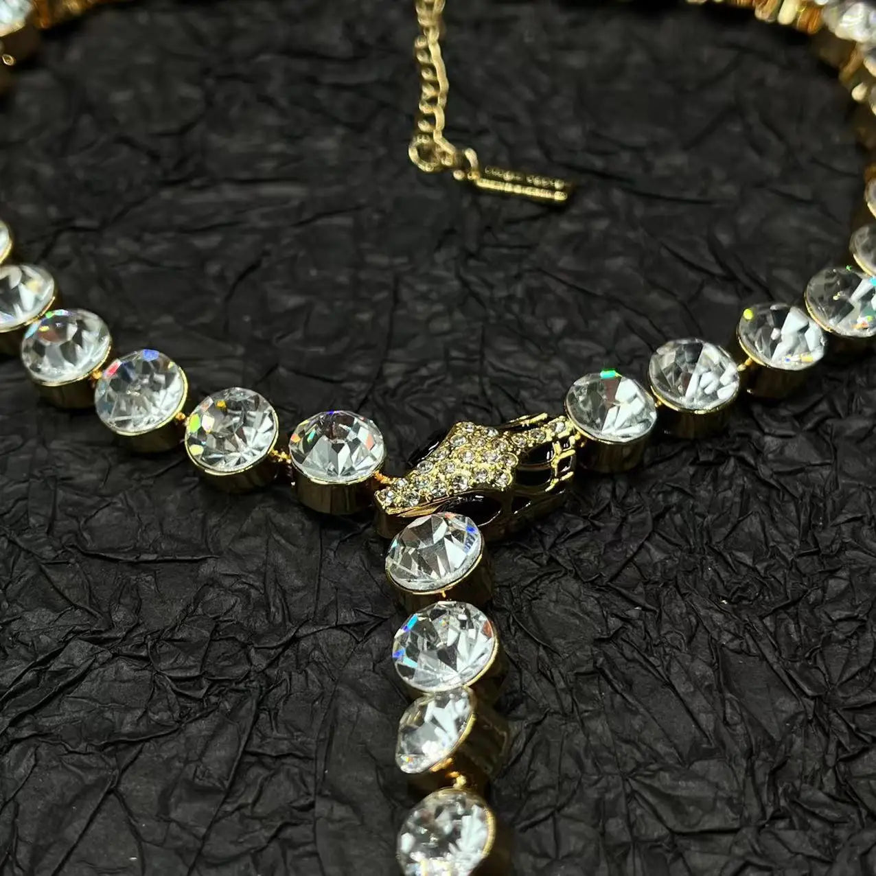 Middle vintage large rhinestones Y long necklace Europe and the United States light luxury full diamond personality necklace jew