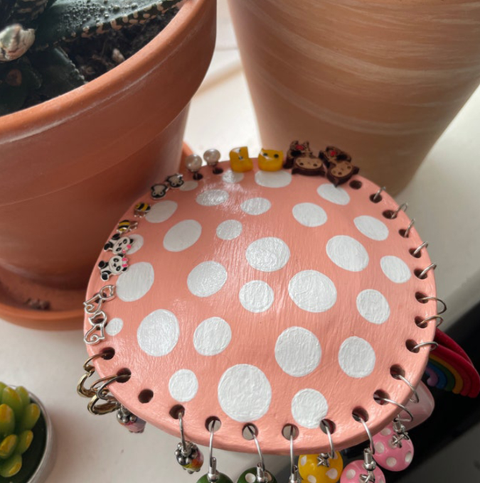 Mushroom earring rack desktop decoration with resin decoration