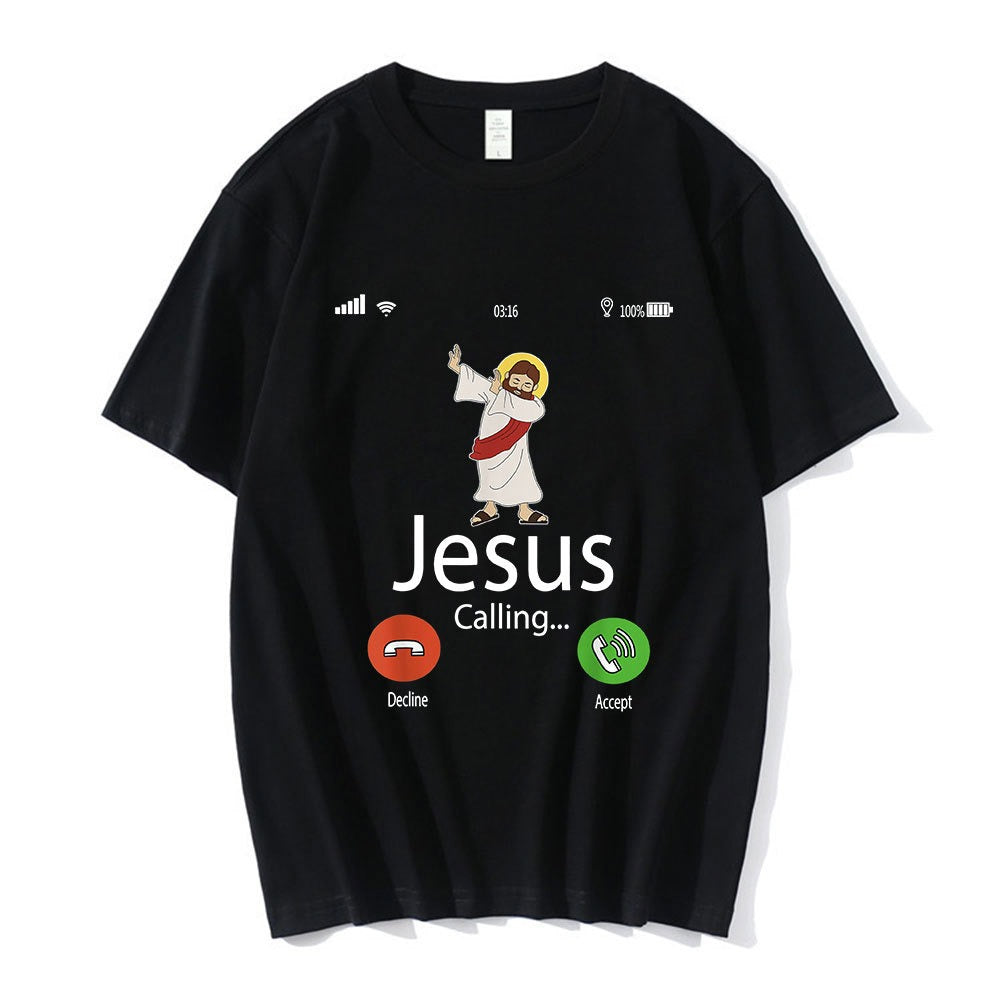 Nicolas Cage Moshi Moshi Jesus Desu T-Shirt Men Funny Meme P