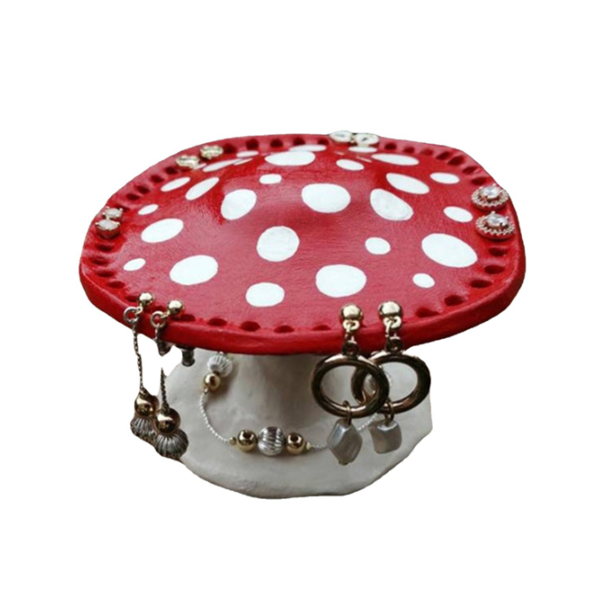 Mushroom earring rack desktop decoration with resin decoration