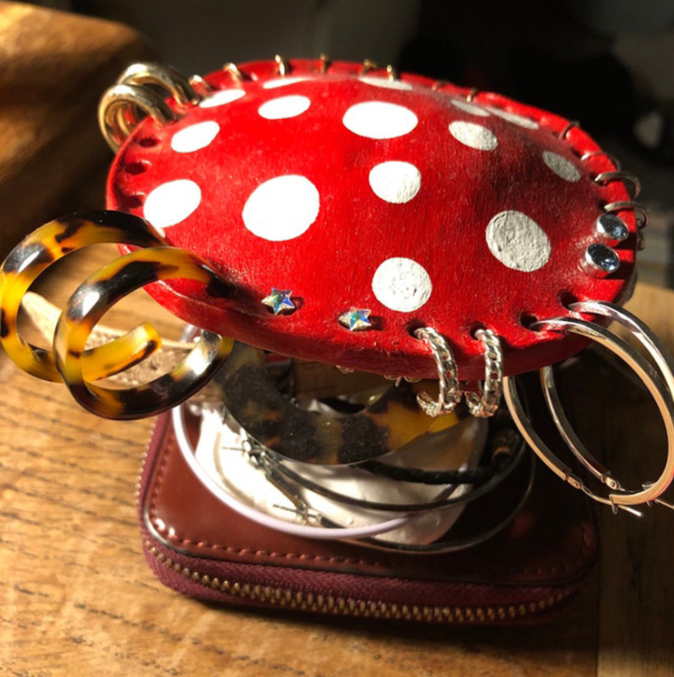 Mushroom earring rack desktop decoration with resin decoration