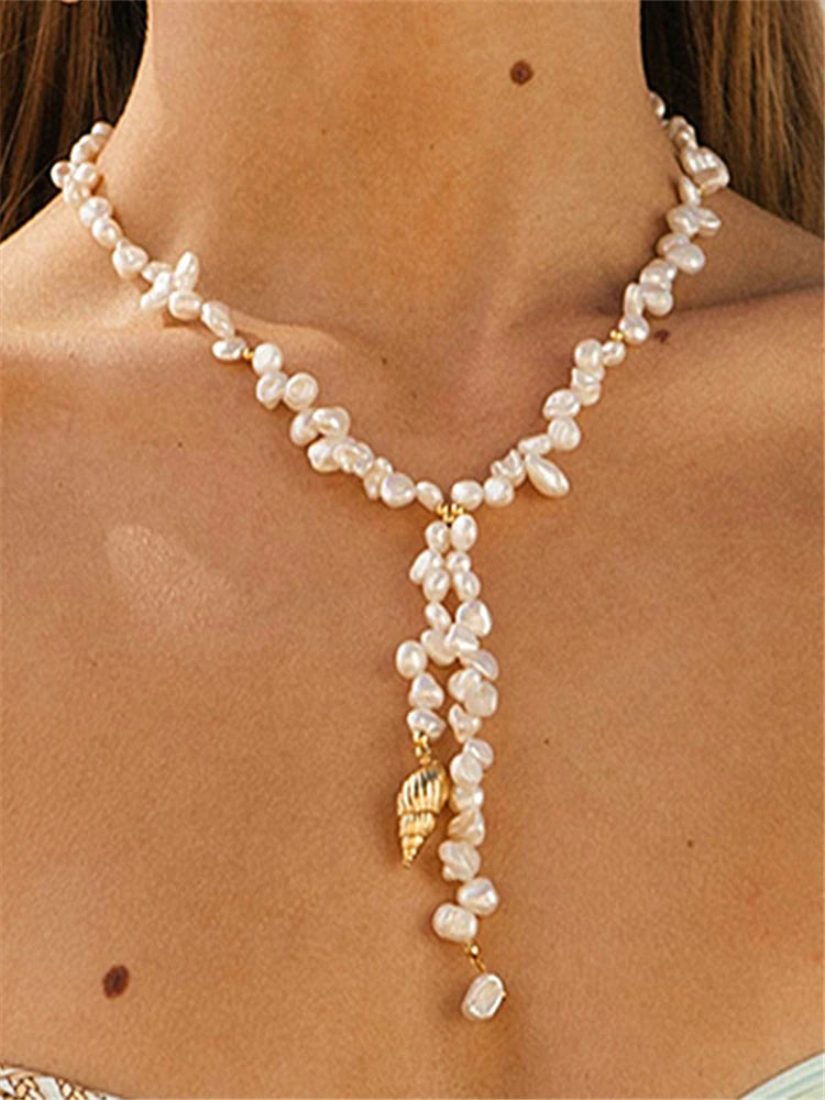 kshmir Korean fashion brand Baroque irregular freshwater pearl earrings conch style earrings girl birthday party 01 F21
