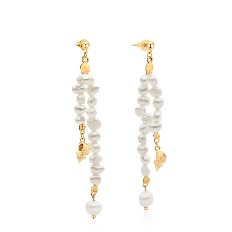 kshmir  Korean fashion brand Baroque irregular freshwater pearl earrings conch style earrings girl birthday party 01 F21