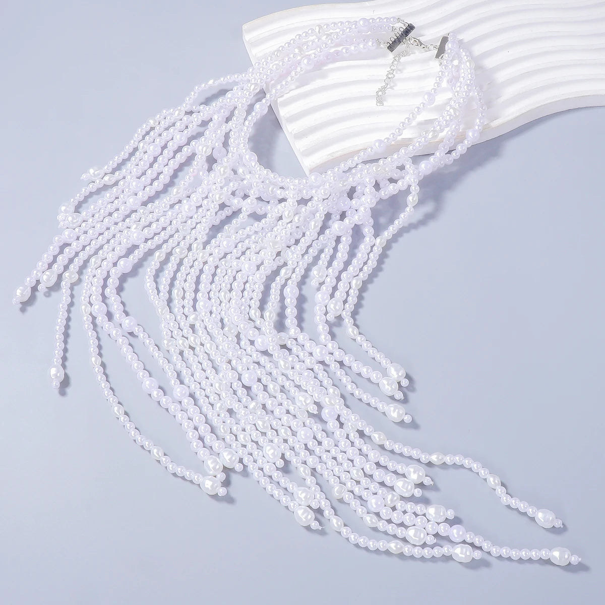 Vintage Imitation Pearls Waterfall Tassels Necklaces for Women Multilayer Choker Necklace Jewelry Holiday Party Accessories