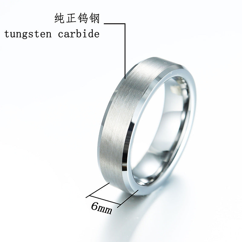 Simple Men's Silver Tungsten Steel Ring Stainless Steel Ring Tail Ring Geometric Solid Color Ring