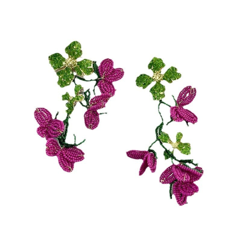 Flower tassel earrings, personalized earrings, and high-end earrings