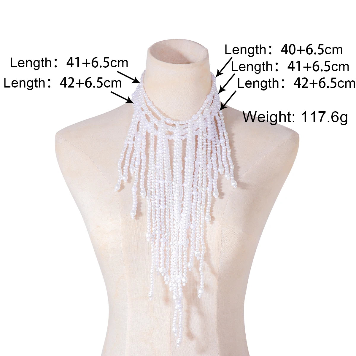 Vintage Imitation Pearls Waterfall Tassels Necklaces for Women Multilayer Choker Necklace Jewelry Holiday Party Accessories