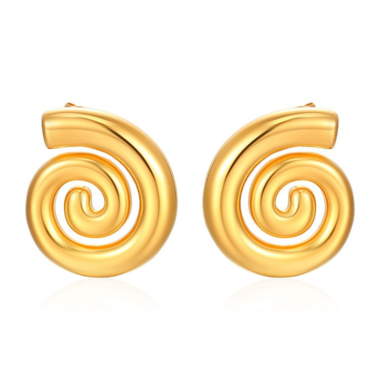 Rotating pattern threaded earrings, stainless steel earrings, women's earrings