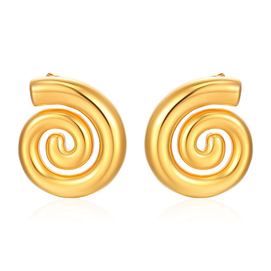 Rotating pattern threaded earrings, stainless steel earrings, women's earrings