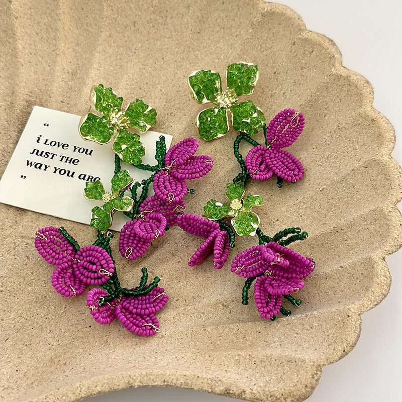 Flower tassel earrings, personalized earrings, and high-end earrings