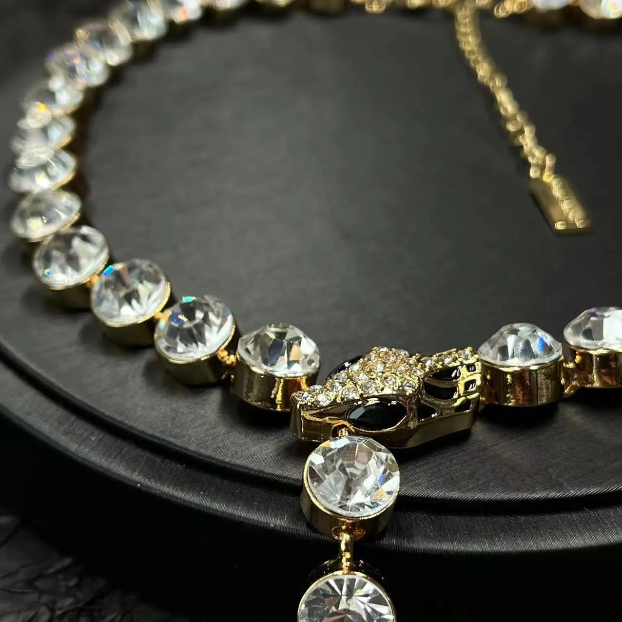 Middle vintage large rhinestones Y long necklace Europe and the United States light luxury full diamond personality necklace jew
