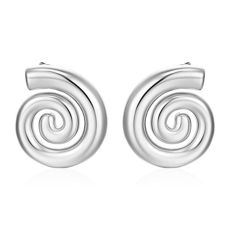 Rotating pattern threaded earrings, stainless steel earrings, women's earrings