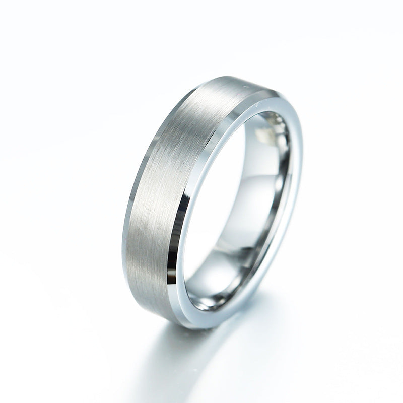 Simple Men's Silver Tungsten Steel Ring Stainless Steel Ring Tail Ring Geometric Solid Color Ring