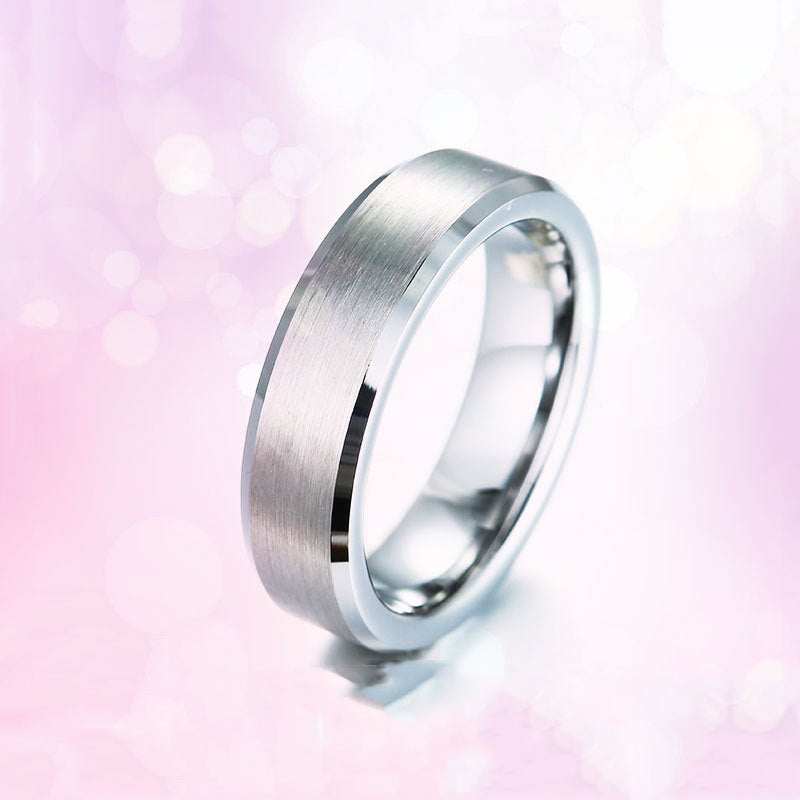 Simple Men's Silver Tungsten Steel Ring Stainless Steel Ring Tail Ring Geometric Solid Color Ring