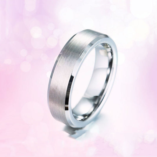 Simple Men's Silver Tungsten Steel Ring Stainless Steel Ring Tail Ring Geometric Solid Color Ring