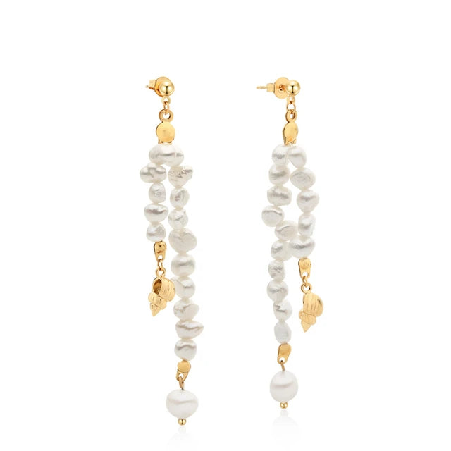 kshmir  Korean fashion brand Baroque irregular freshwater pearl earrings conch style earrings girl birthday party 01 F21