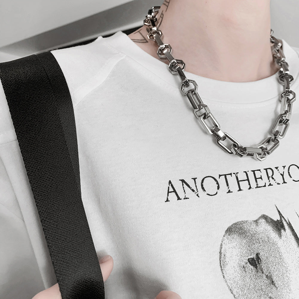 Metal Bamboo Knot Chain Necklace Round Collarbone Chain Temperament Necklace