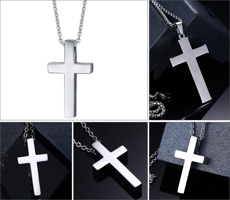 Vnox Classic Blank Cross Necklaces Prayer Christ Men Jewelry