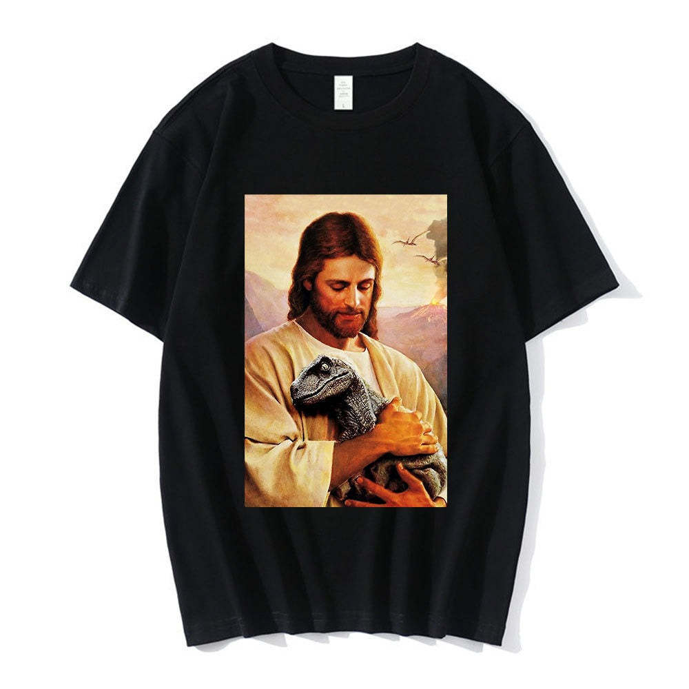 Nicolas Cage Moshi Moshi Jesus Desu T-Shirt Men Funny Meme P